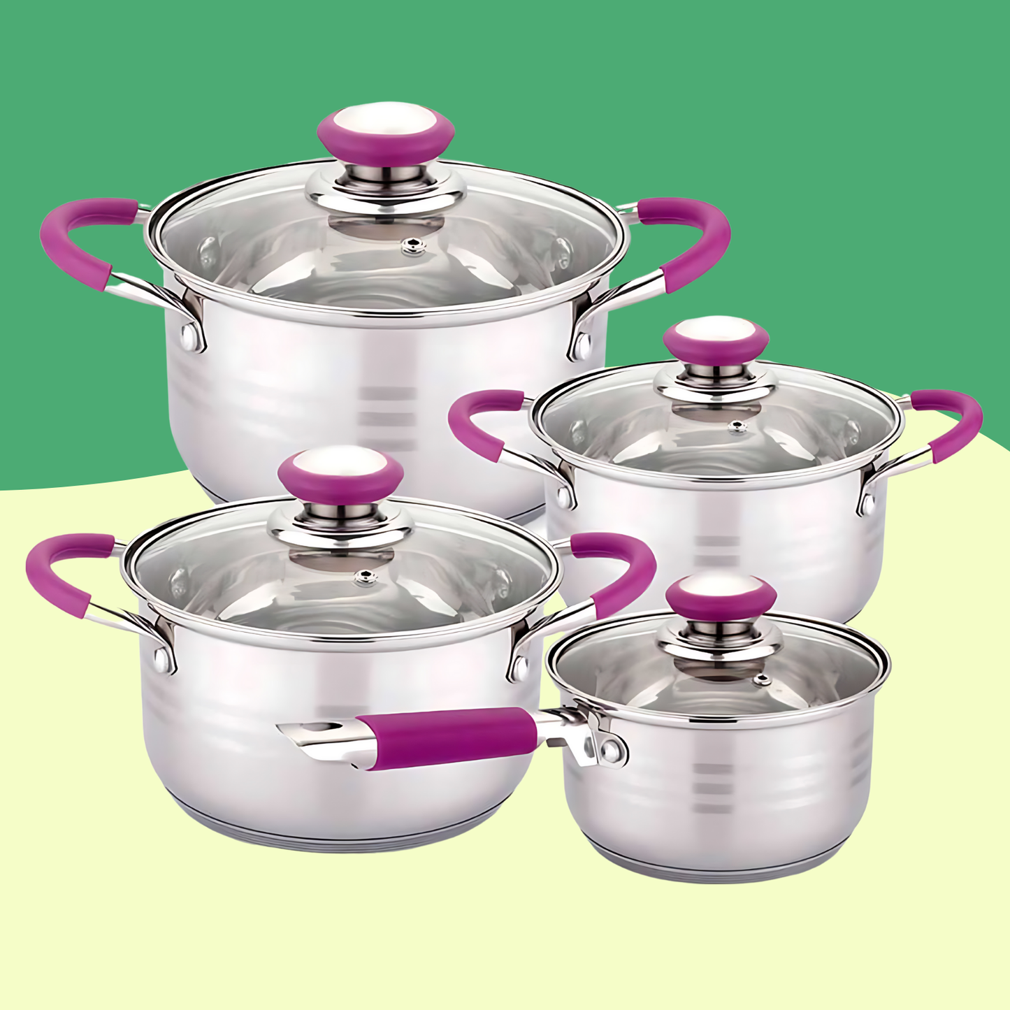 Batería Cocina Set 8 Piezas Morado Gridinlux